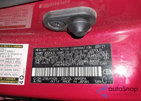 2021 Toyota C-Hr Nightshade Edition z USA, uszkodzony, nr VIN JTNKHMBX2M1114998